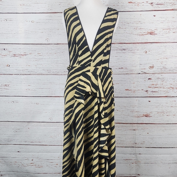 TOPSHOP Black And Tan Zebra Print Pinafore Dress Size 8 - Picture 3 of 7
